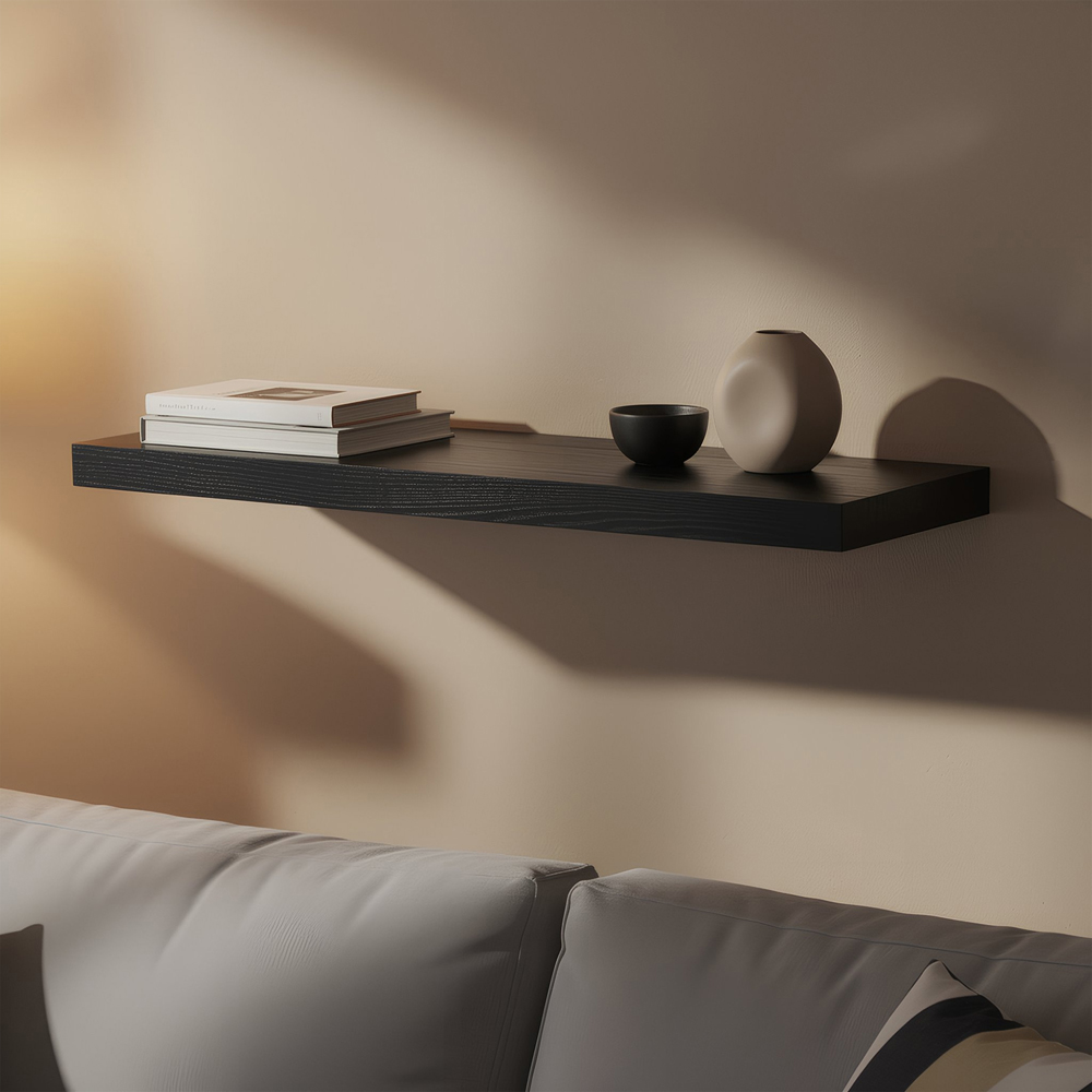 Harbour Housewares 80cm 2 Pack Black Floating Wall Shelf Image 5