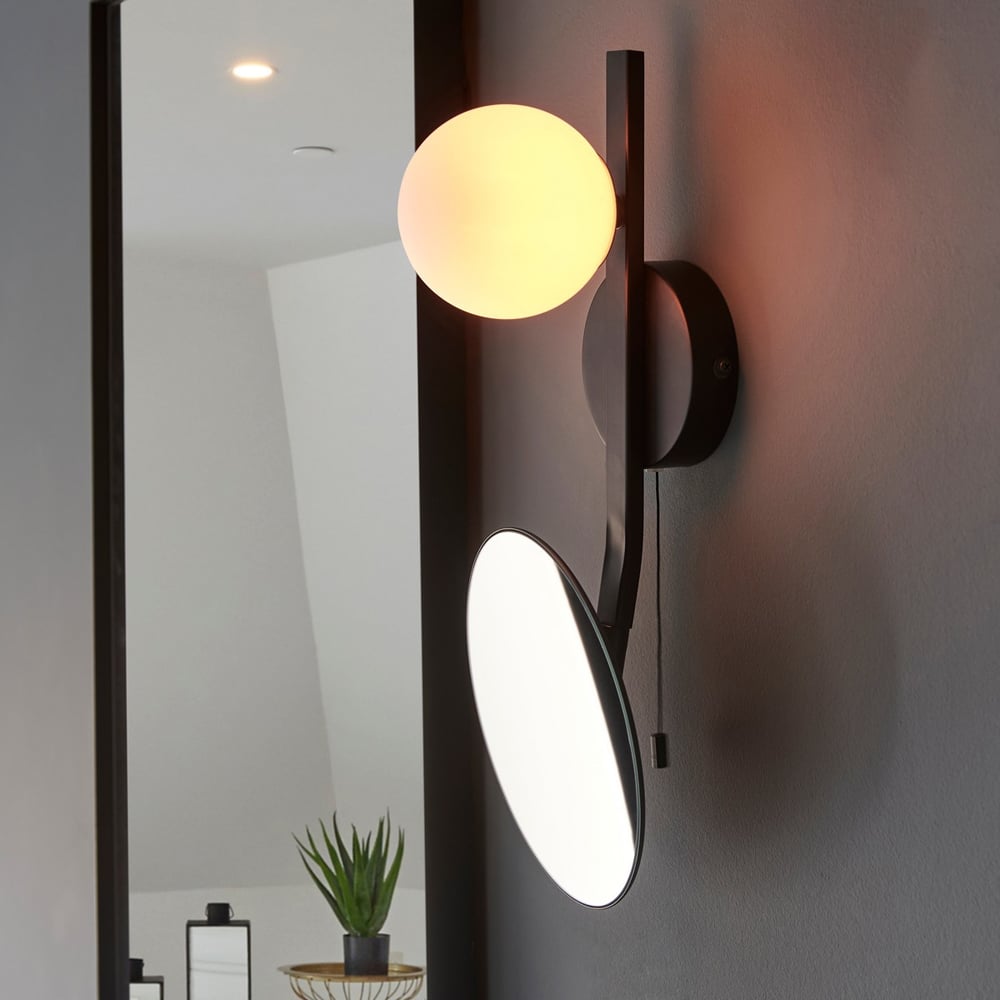Merano Riomaggiore Matt Black Mirrored Bathroom Wall Light Image 6