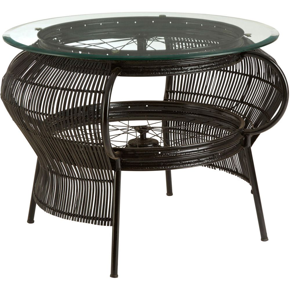 Premier Housewares Mantis Black Finish Bicycle Wheel Design Coffee Table Image 2