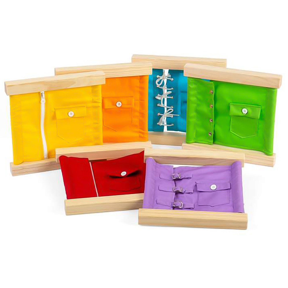Bigjigs Toys Kids 6 Piece Learn To Dress Wooden Fastening Frame Set Image 2