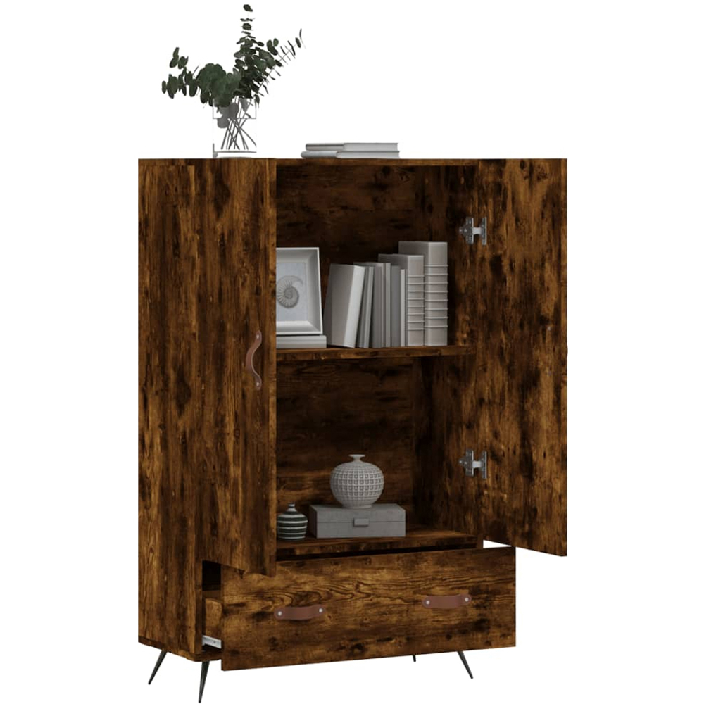vidaXL 2 Door Single Drawer Smoked Oak Highboard Image 3