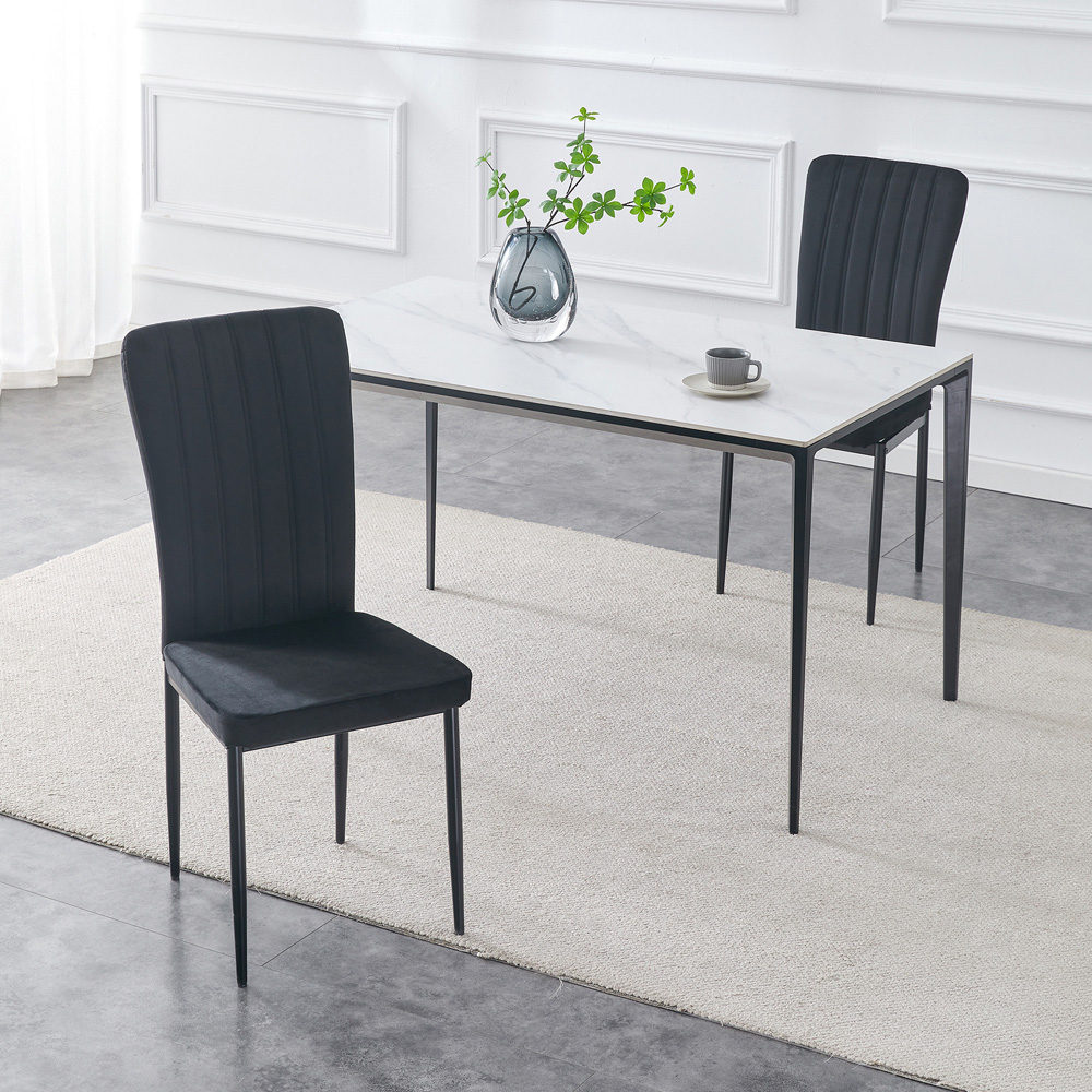 wilko Elle Set of 2 Black Velvet Effect Plush Padded Upholstered Dining Chair Image 7