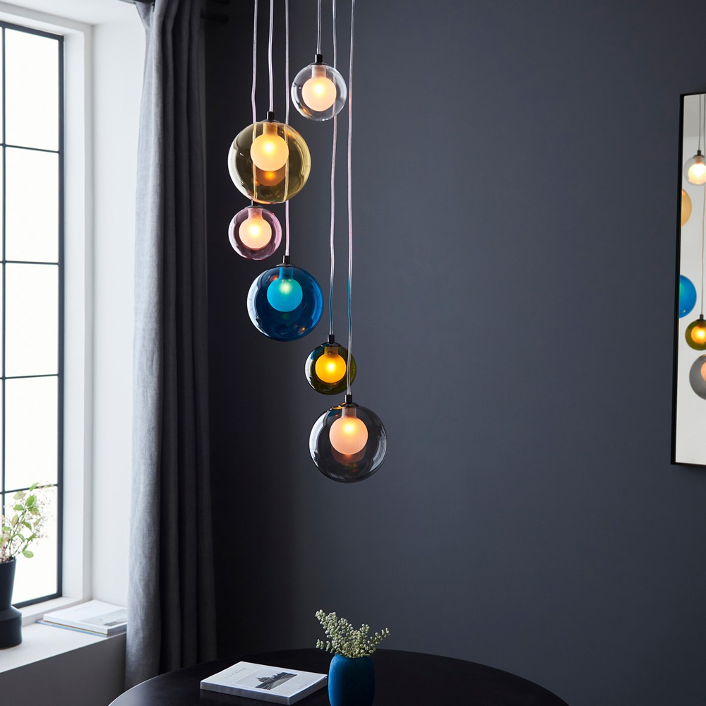 Merano Cagliari Multicoloured Glass Black Chrome Plate Pendant Light Image 7