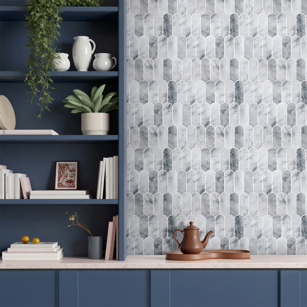 Living and Home Light Grey Marble Arch Self Adhesive Wall Sticker 10 Pack Image 8