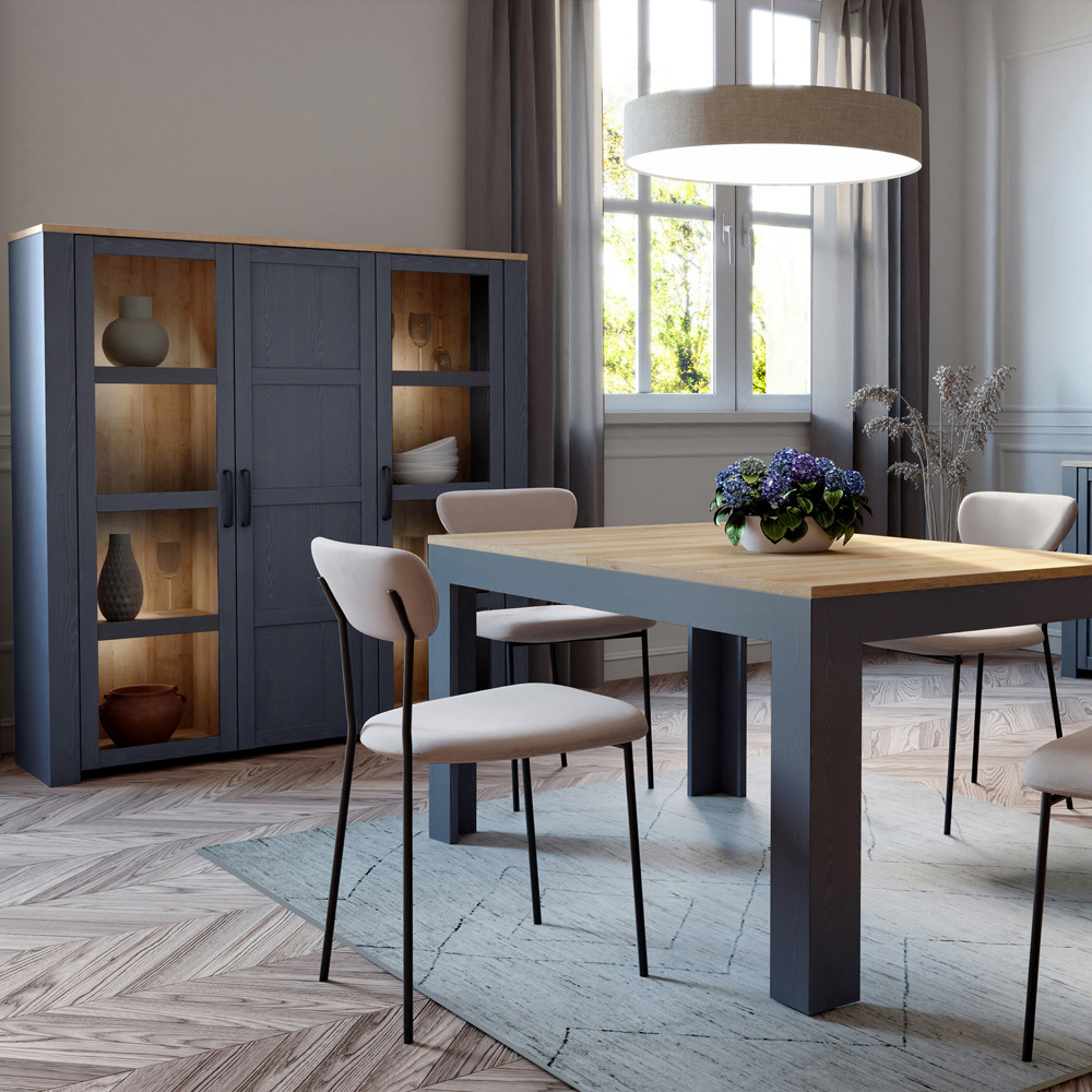 Florence Bohol 3 Door Riviera Oak and Navy Large Display Cabinet Image 7