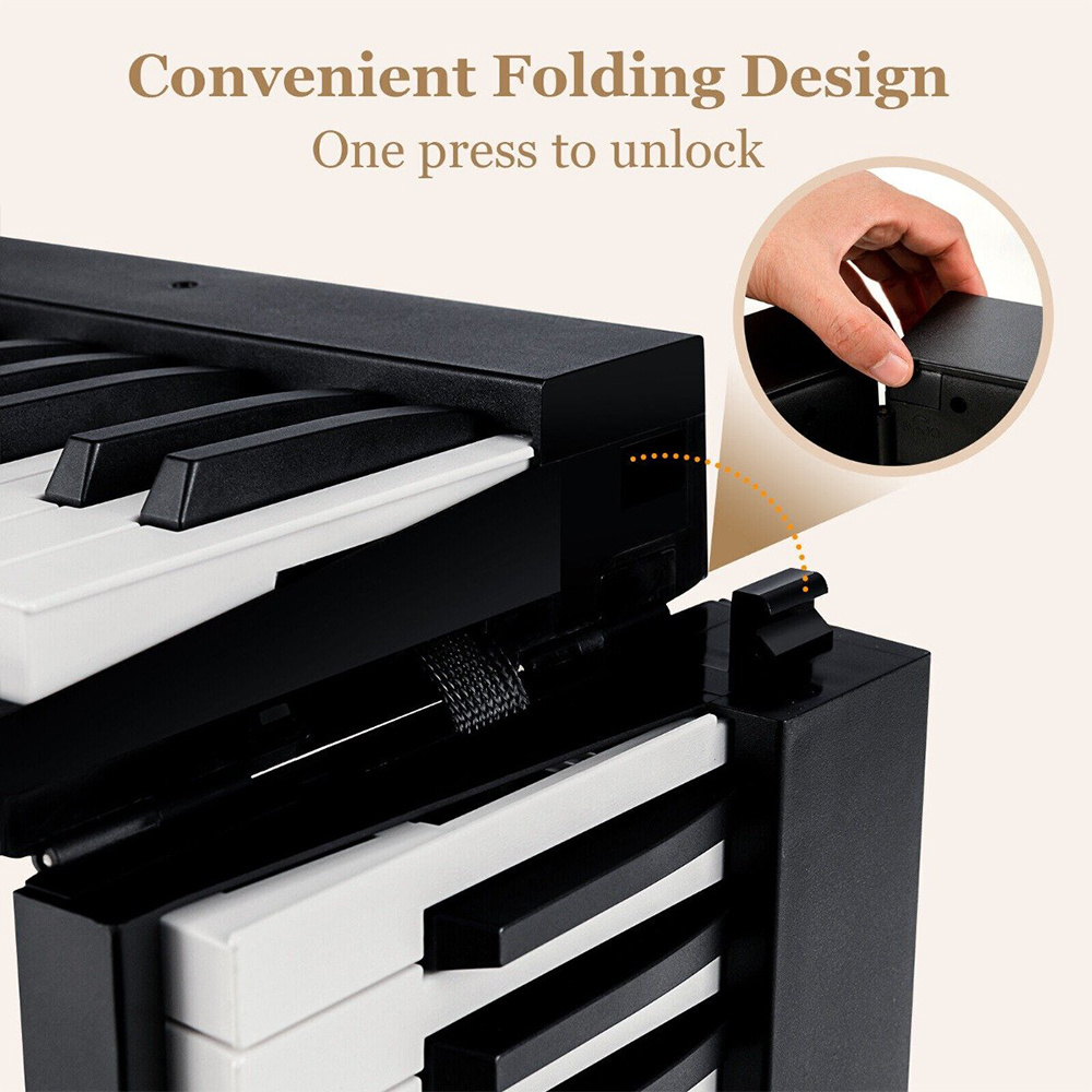 Costway MU10079GB Black 88 Key Foldable Digital Keyboard Piano with MIDI Image 6