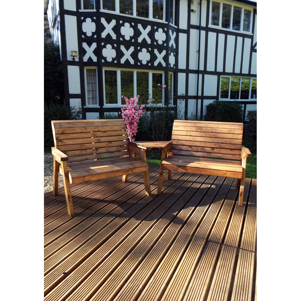 Charles Taylor 4 Seater Brown Angled Bench Set Image 4