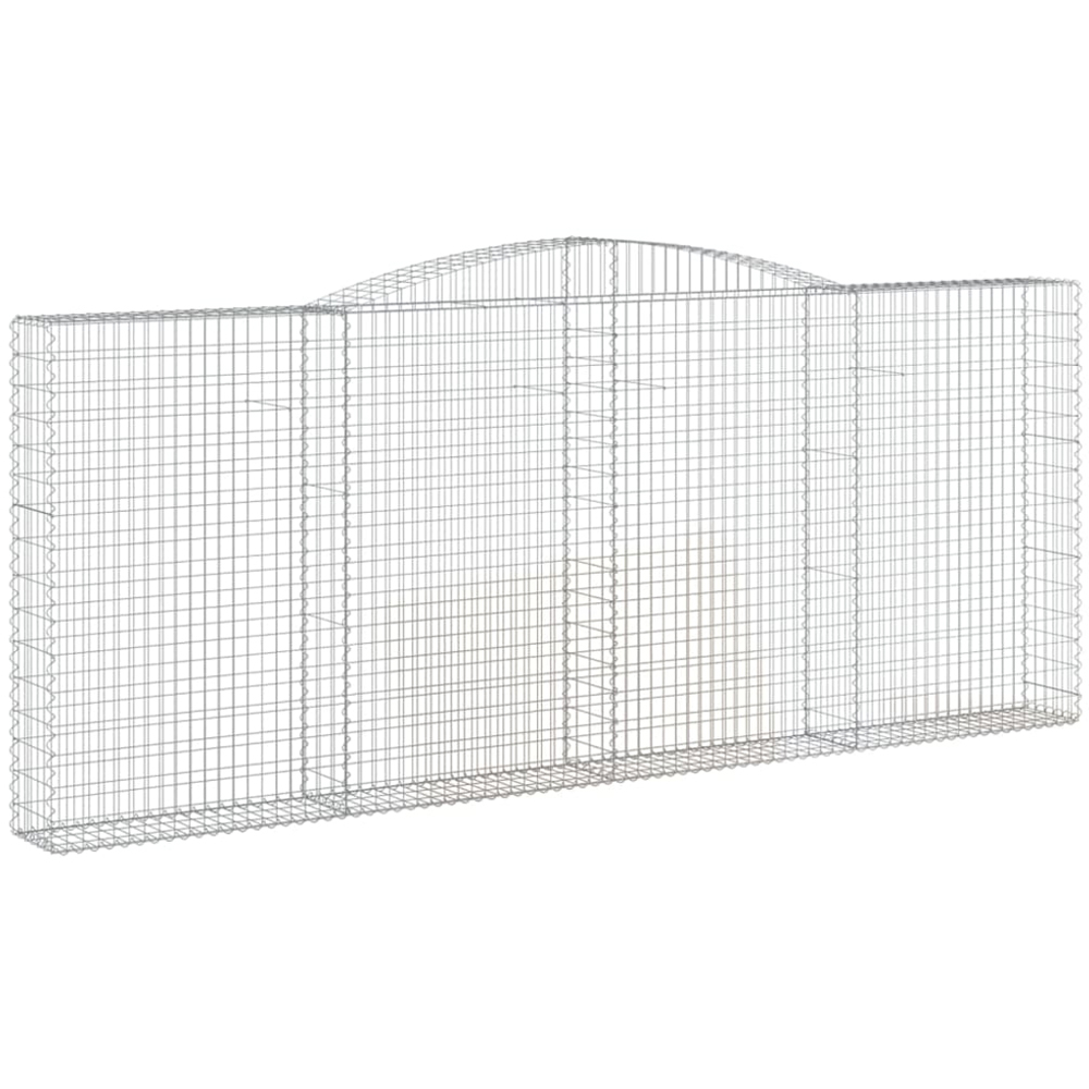 vidaXL Silver Galvanised Iron Arched Gabion Basket 400 x 30 x 160/180cm 2 Pack Image 1