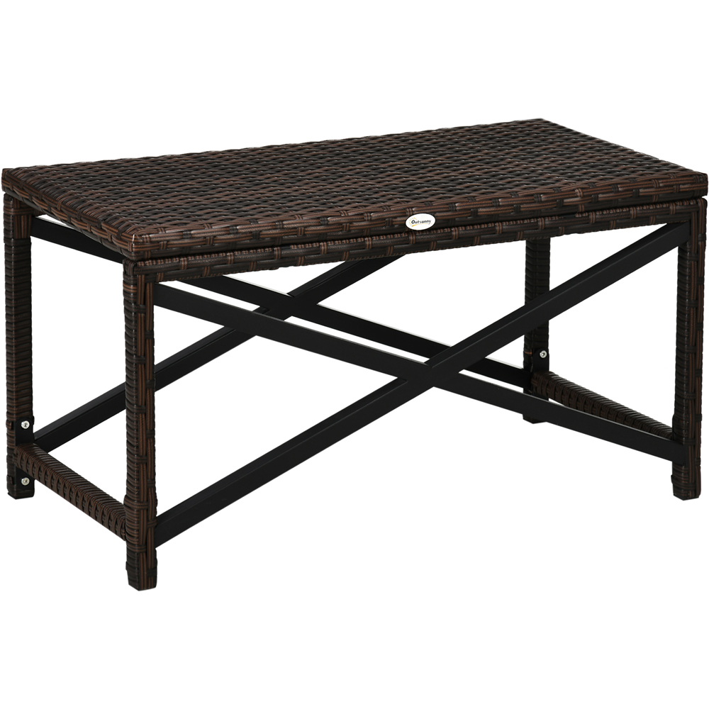Outsunny PE Rattan Plastic Board Garden Coffee Table Image 2