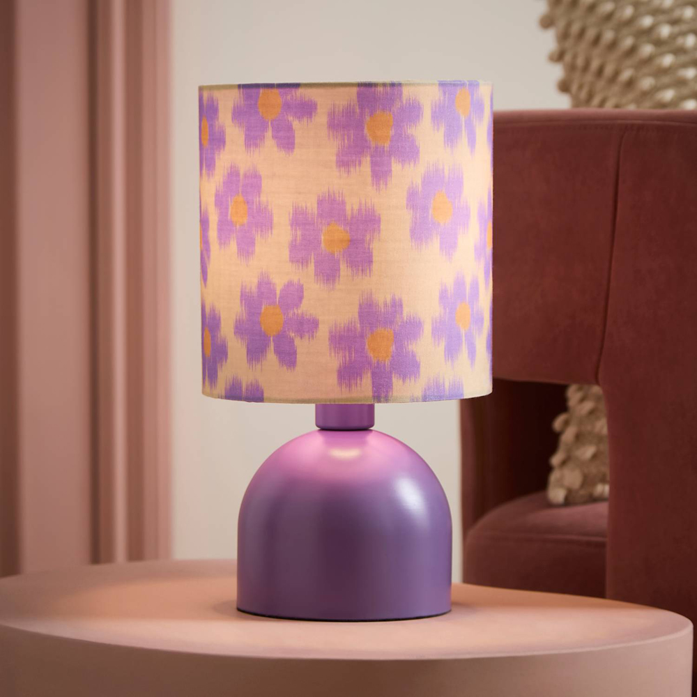 ValueLights Miley Floral Print Shade Purple LED Table Lamp with Bulb Image 6