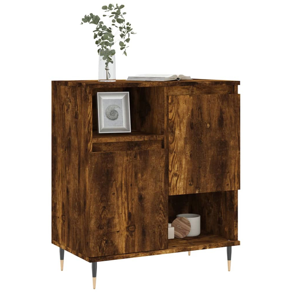 vidaXL 2 Door 2 Shelf Smoked Oak Sideboard Image 3