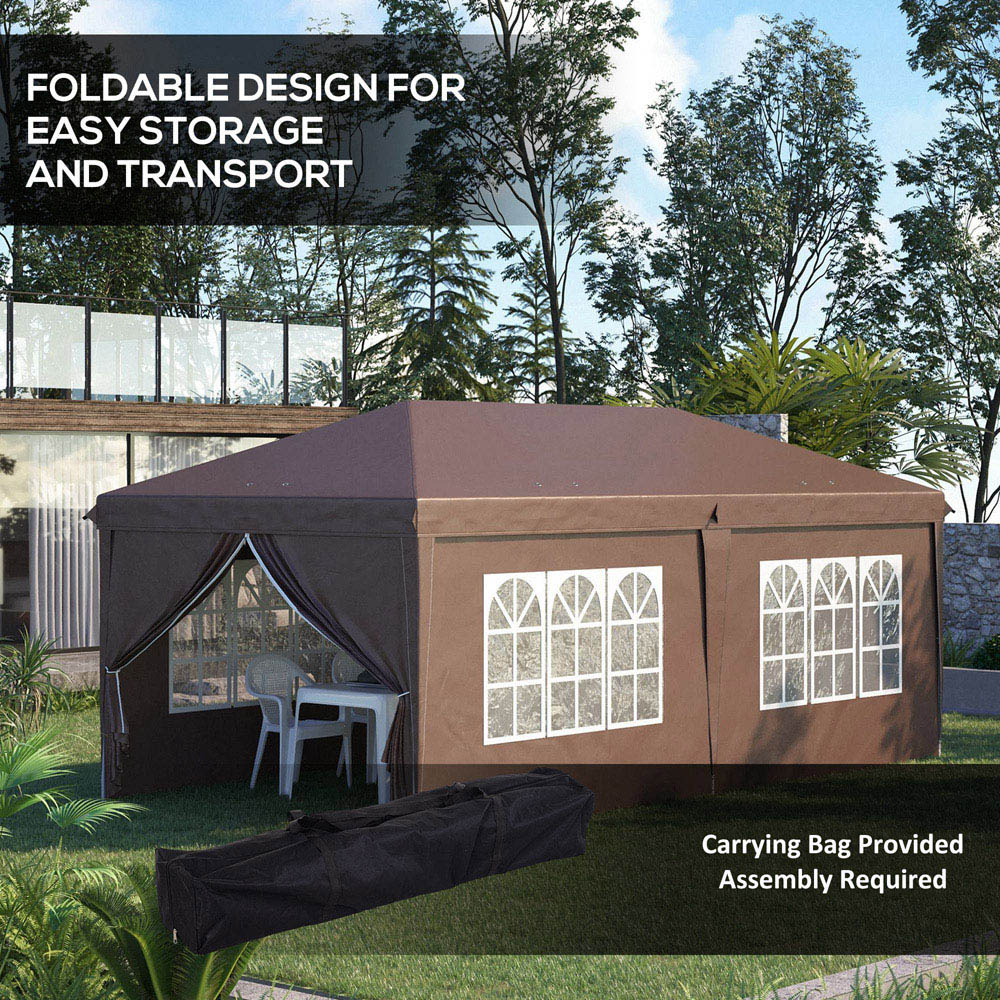 Outsunny 3 x 4m Brown Pop Up Gazebo with Sides Image 5