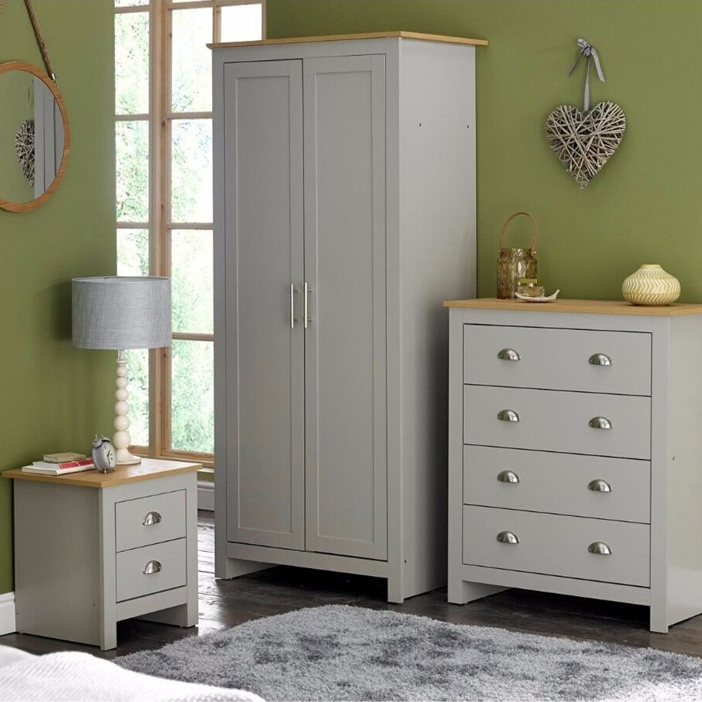 LPD Furniture Lancaster Oak Effect with Grey Finish 3 Piece Bedroom Furniture Set Image 1