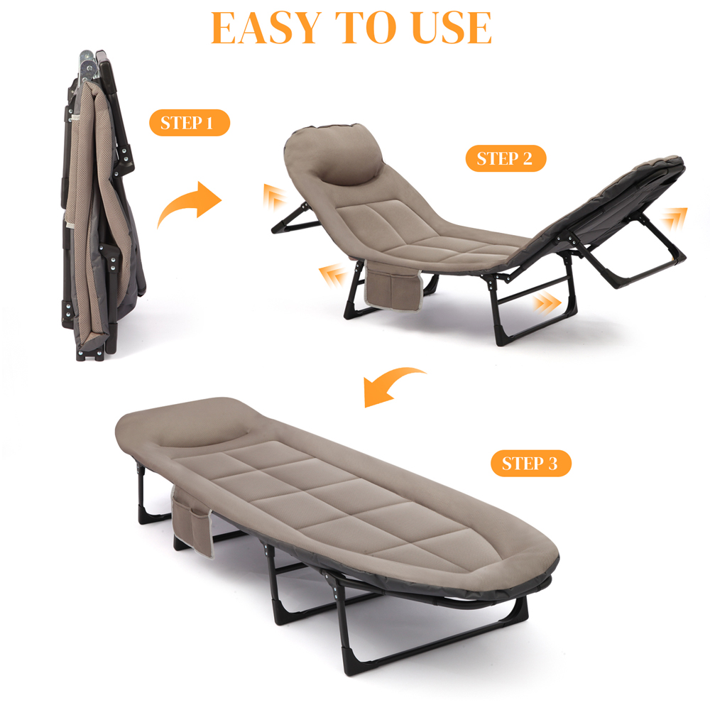 Willowmare Single Foldable Camping Bed with Adjustable Head Rest Image 6