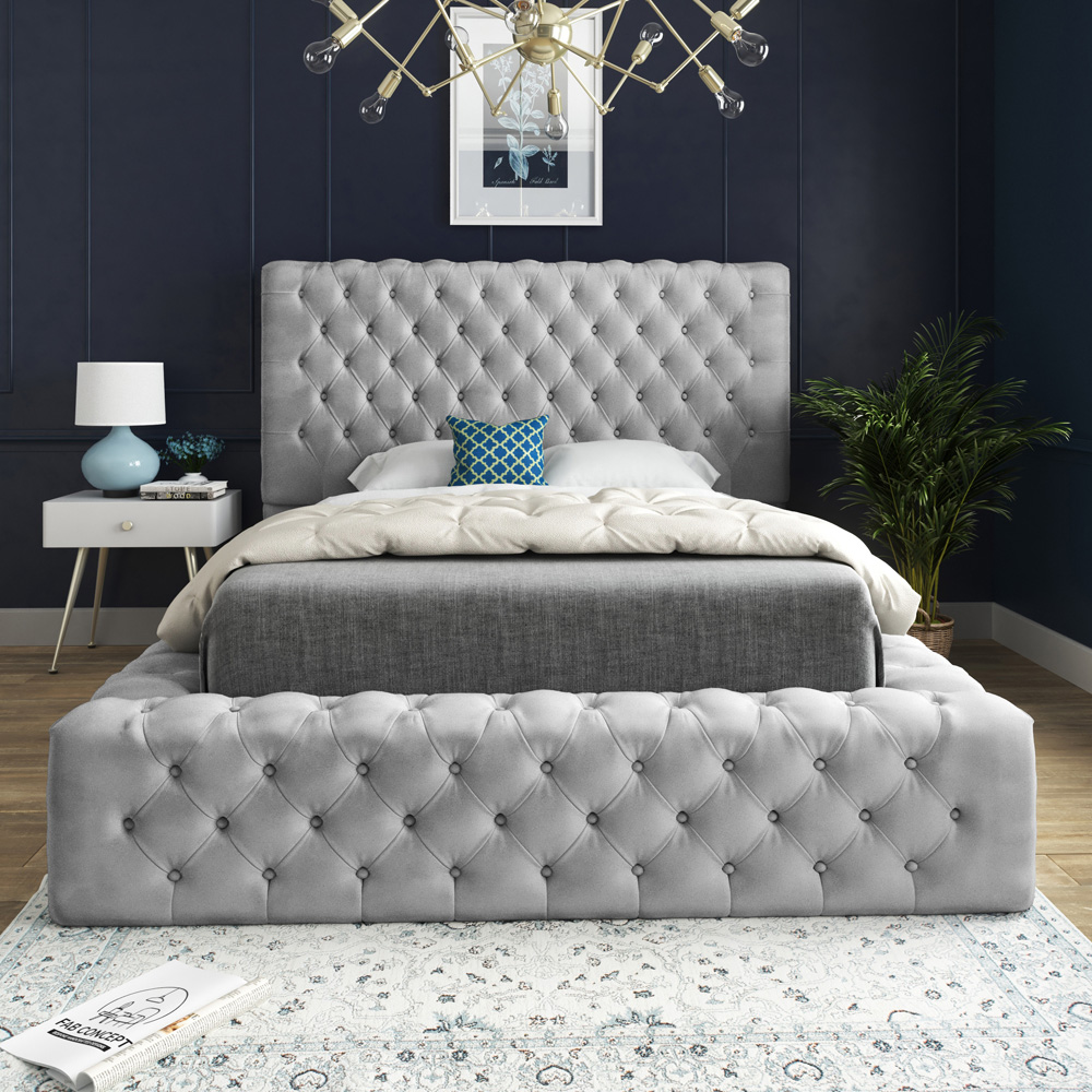DS Living Cambridge Single Grey Soft Velvet Bed Frame Image 3