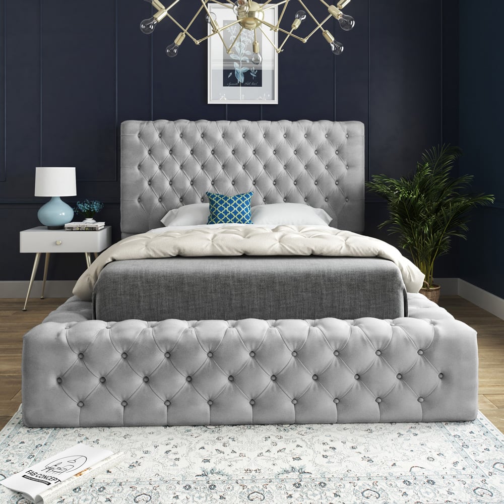 DS Living Cambridge King Size Grey Soft Velvet Bed Frame Image 3