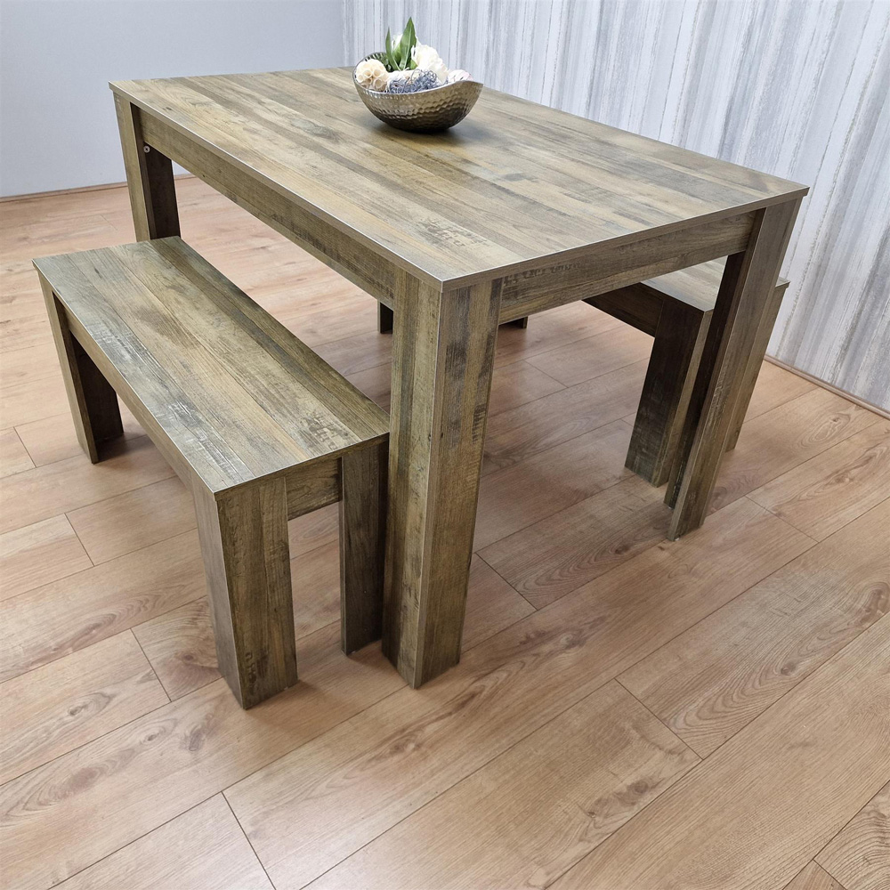 Portland 4 Seater Rustic Effect Dining Set Image 3
