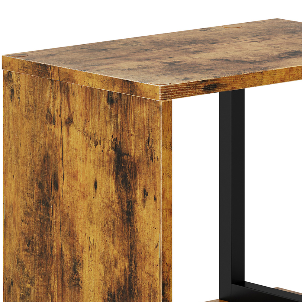 Living and Home 5 Shelf Black and Dark Wood S-Shaped Geometric Bookcase with LED Light Image 3