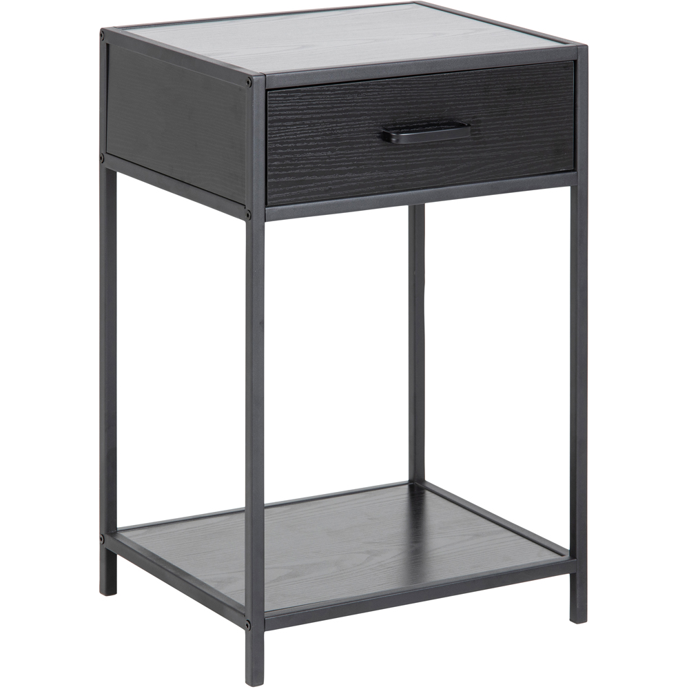 Florence Seaford Single Drawer Single Shelf Black Bedside Table Image 2
