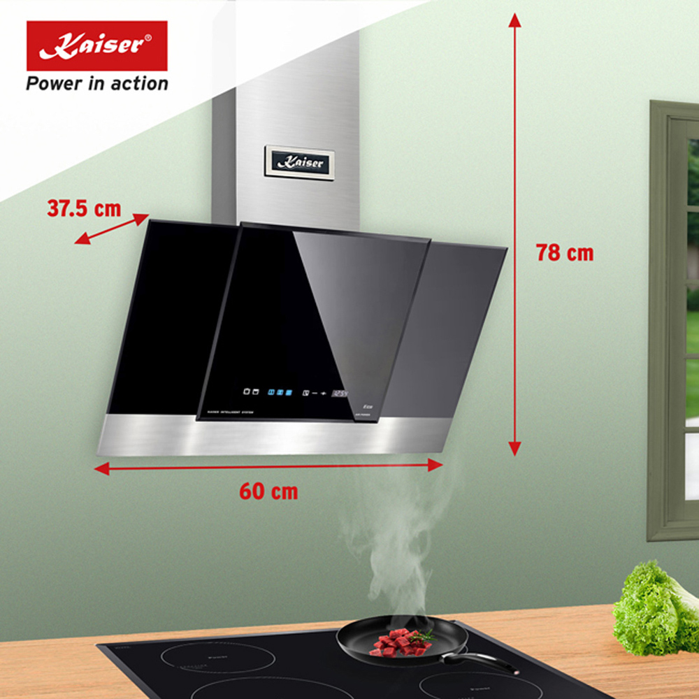 Kaiser Grand Chef Black Glass 60cm Eco Wall Mounted Cooker Hood Image 7