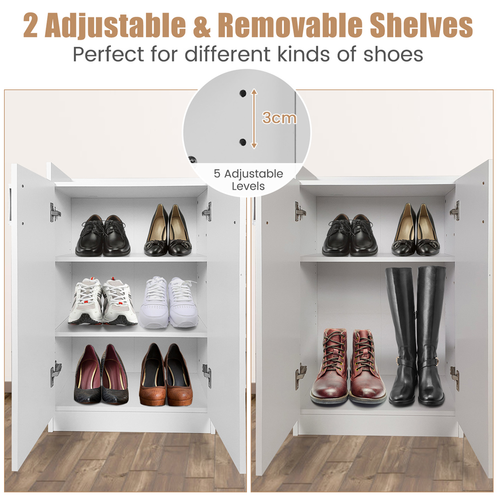 Costway 5 Shelf 2 Door White Freestanding Shoe Rack Image 7