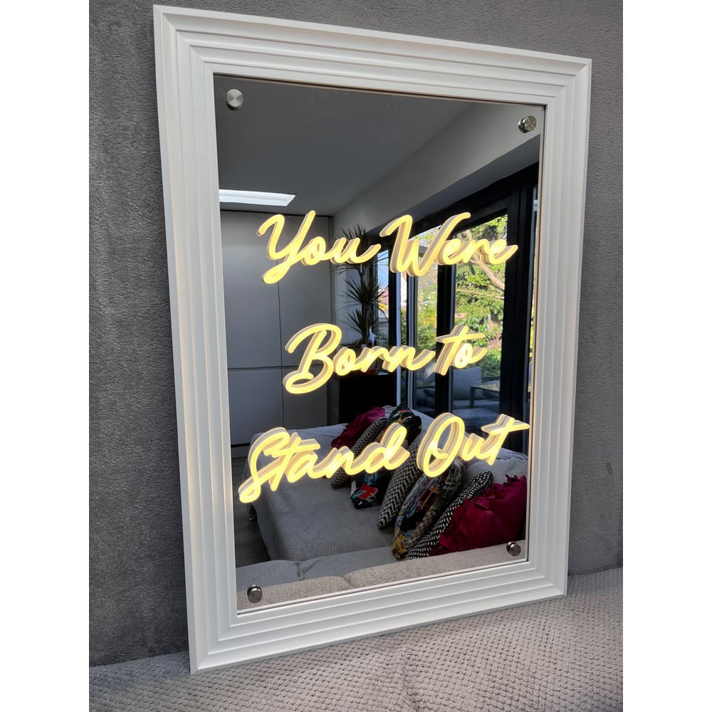 Splashbax You Were Born to Stand Out Mirror White Premium Gallery Frame LED Neon Wall Art Image 2