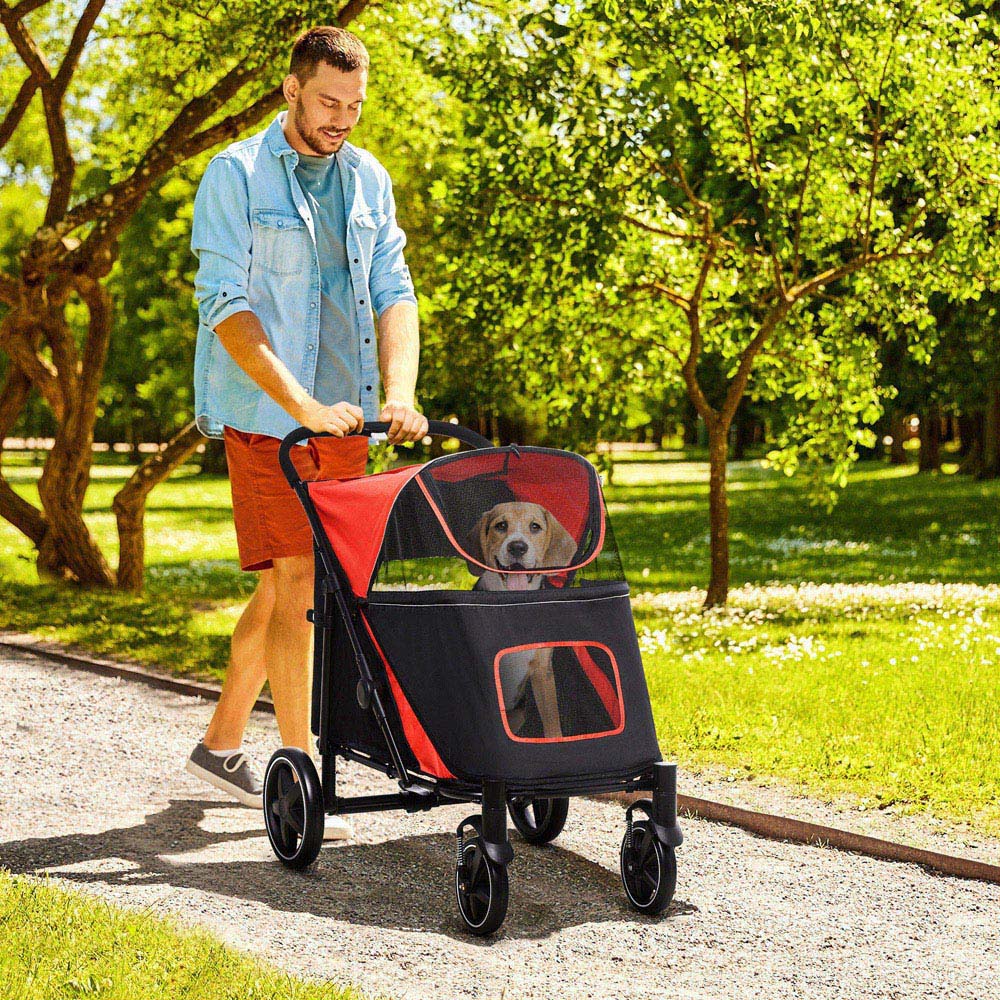 PawHut Red Foldable Dog Carriage Image 2