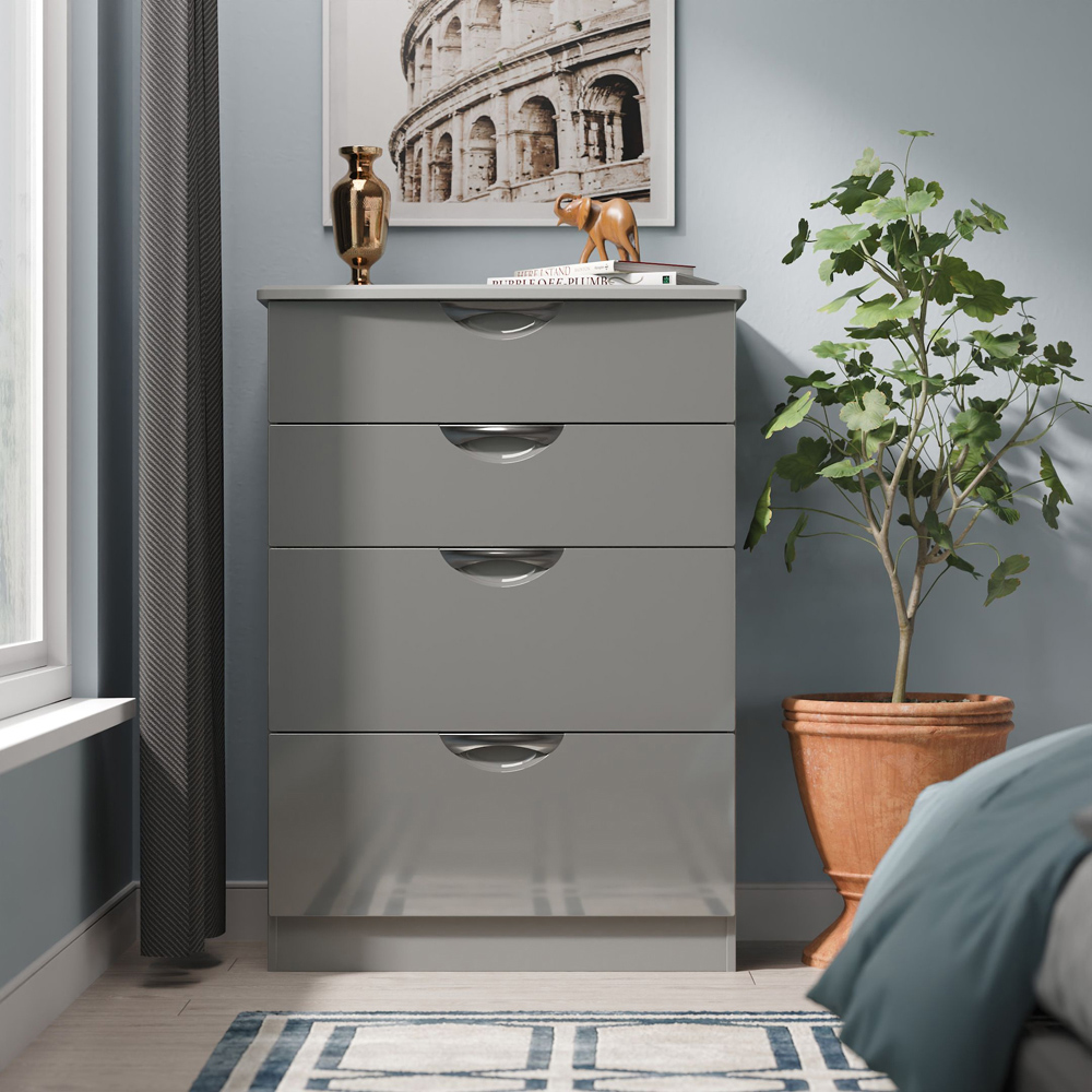 Crowndale Camden 4 Drawer Grey Gloss and Dusk Grey Deep Chest of Drawers Ready Assembled Image 7