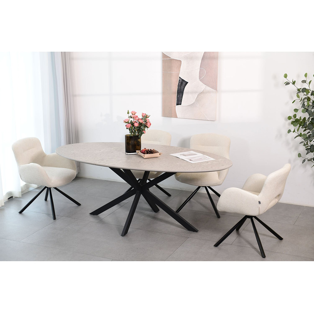 Blaine 6 Seater Dining Table Stone and Black Image 2