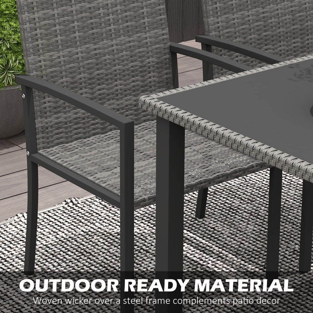 Outsunny Rattan 4 Seater Dining Set Grey Image 6