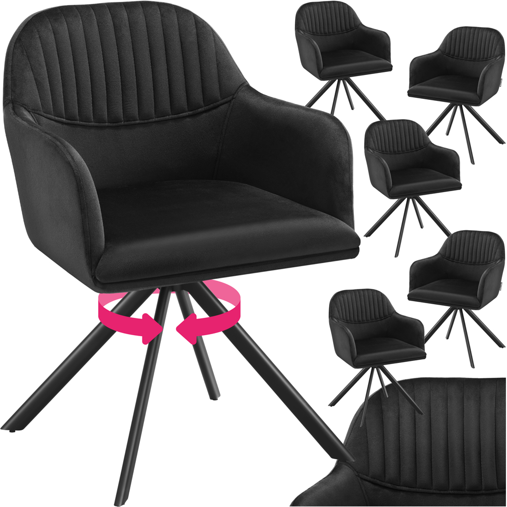 Tectake Black Lounge Velvet Fabric Armchair Accent Chair 6 Pack Image 2