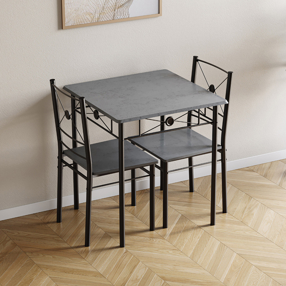 VIDA DESIGNS Roslyn 2 Seater Square Dining Set Concrete Grey Image 2