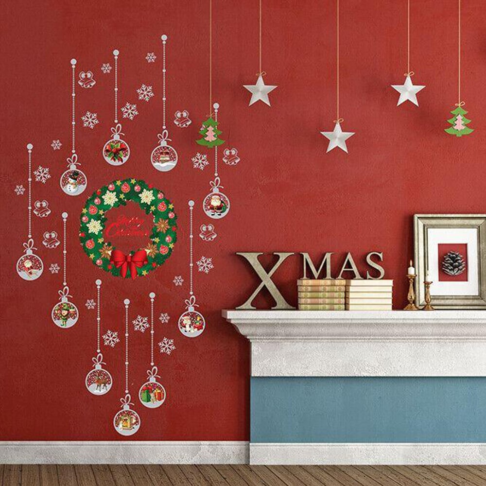 Walplus Shining Silver Christmas Wreath Garland Self Adhesive Wall Sticker Image 2