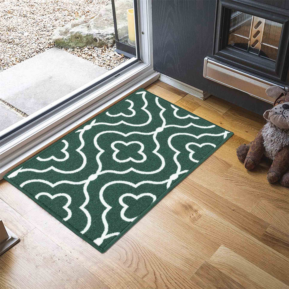 Desire Rugs Havana Emerald Quatrefoil Anti Slip Door Mat 150 x 80cm Image 2