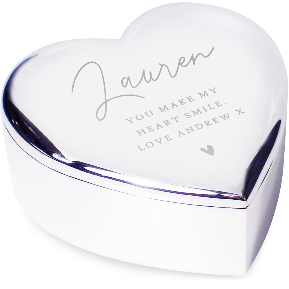 Personalised Memento Personalised Name and Message Heart Trinket Box Image 1