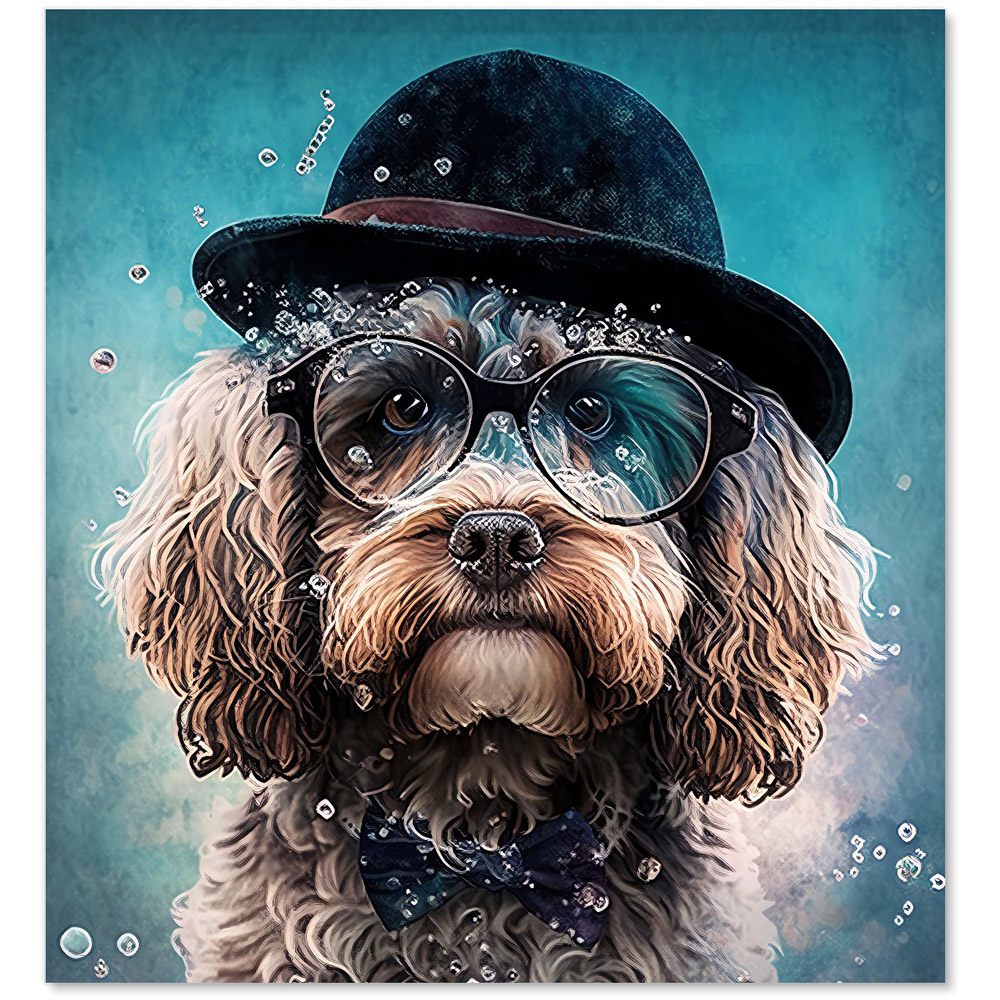 Warren Reed Designer Cockapoo Dog Splashart Glass Kitchen Splashback 65 x 60cm Image 2