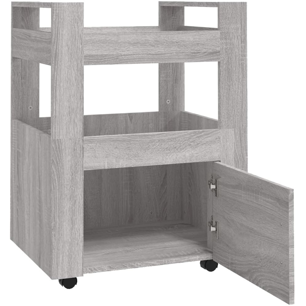 vidaXL Single Door 2 Shelf Grey Sonoma Kitchen Trolley Image 5