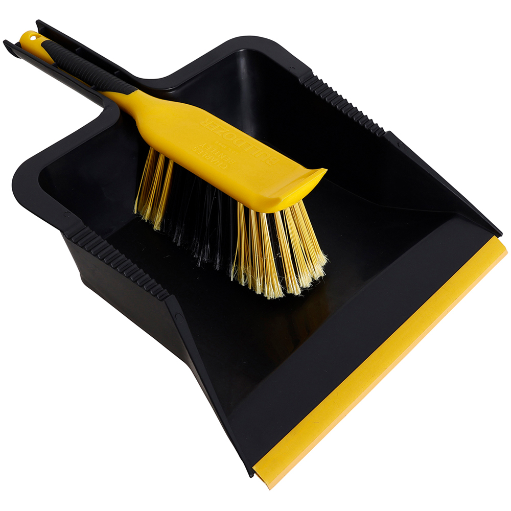 Charles Bentley Yellow Bulldozer Dustpan and Brush Set Image 2