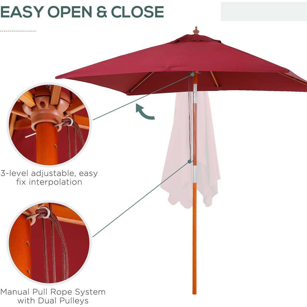 Outsunny Wine Red Tilting Parasol 2 x 1.5m Image 6