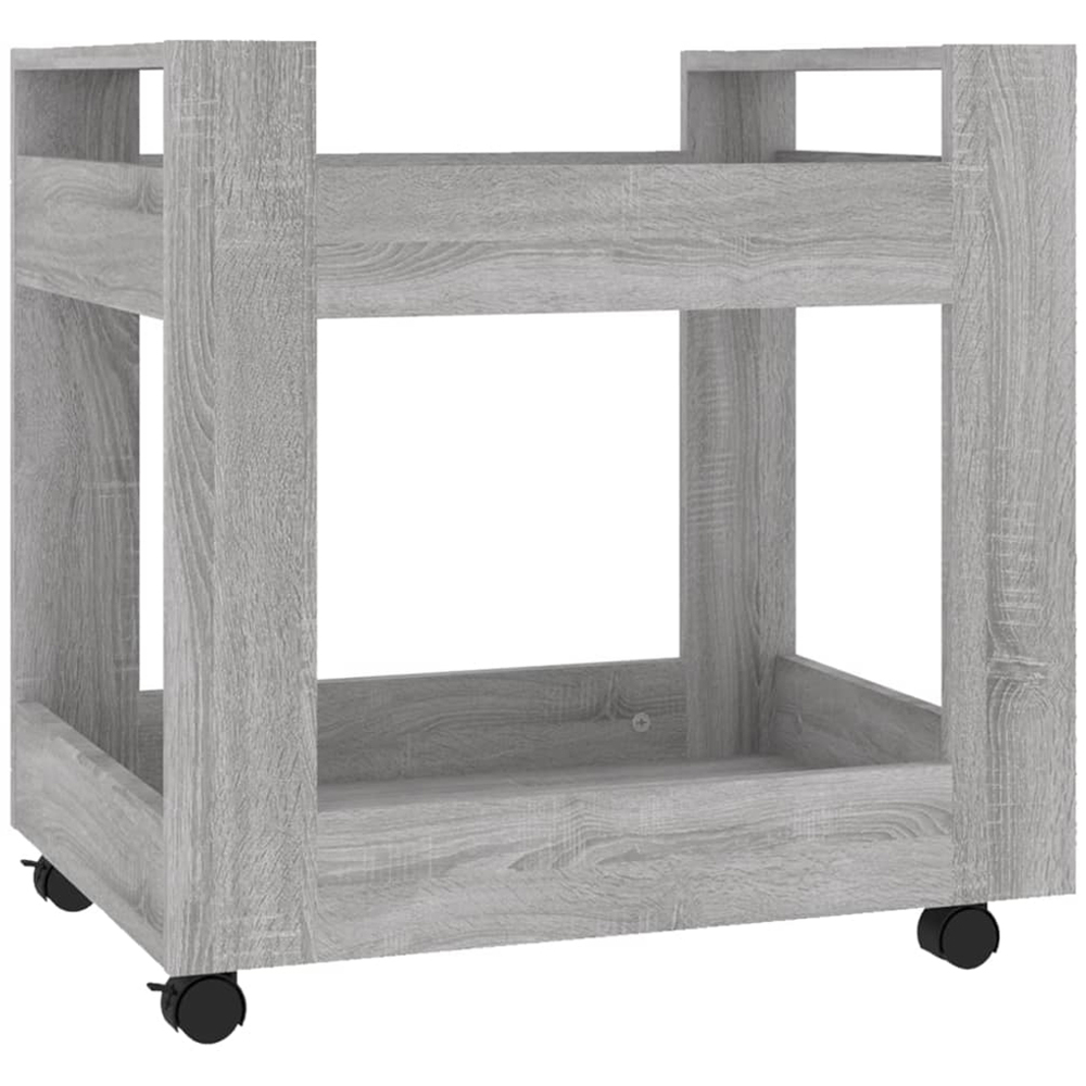 vidaXL 2 Shelf Grey Sonoma Wooden Desk Trolley Image 2