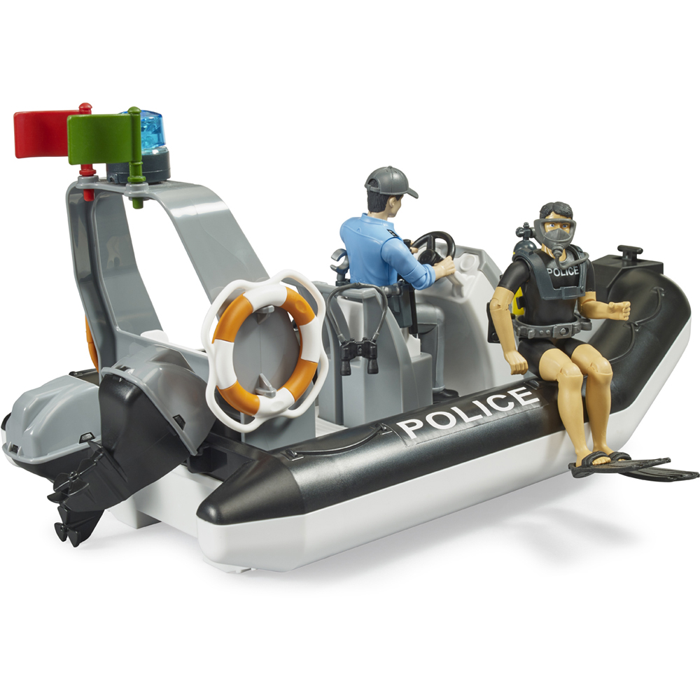 Bruder Bworld Police Boat with Rotating Beacon Light and 2 Figures Image 8