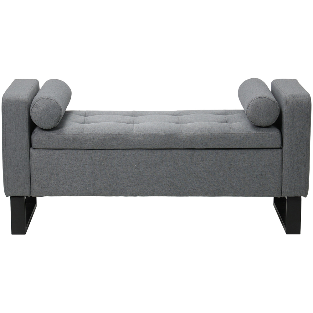 Living and Home 2 Seater Grey Linen Upholstered Storage Bench with Cushion Image 4