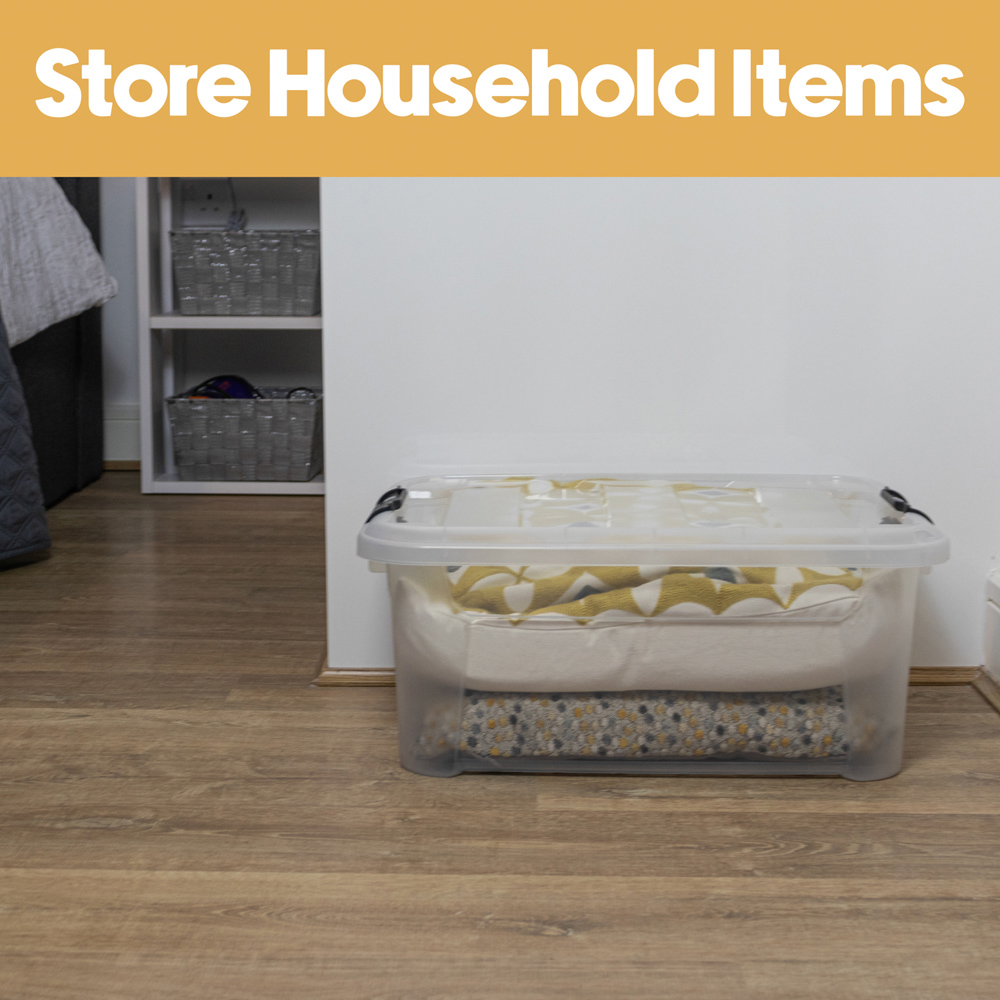 JVL 25L Clear Plastic Stackable and Nestable Storage Box with Secure Clip Lid 3 Pack Image 6