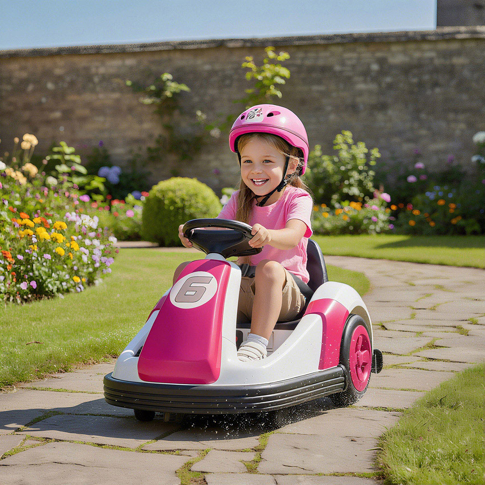 Tommy Toys Kids Pink 360 Degree Rotating Ride On Bumper Car with Safety Belt Image 2