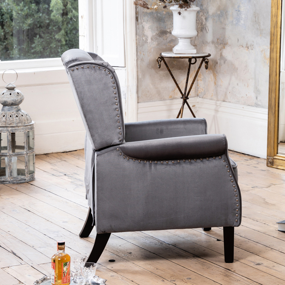 Artemis Home Annapoli Grey Velvet Manual Recliner Armchair Image 4