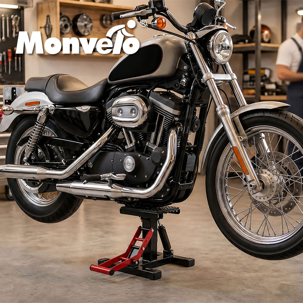 Monvelo Black Height Adjustable H-Shaped Hydraulic Motorcycle Lift Stand Image 8