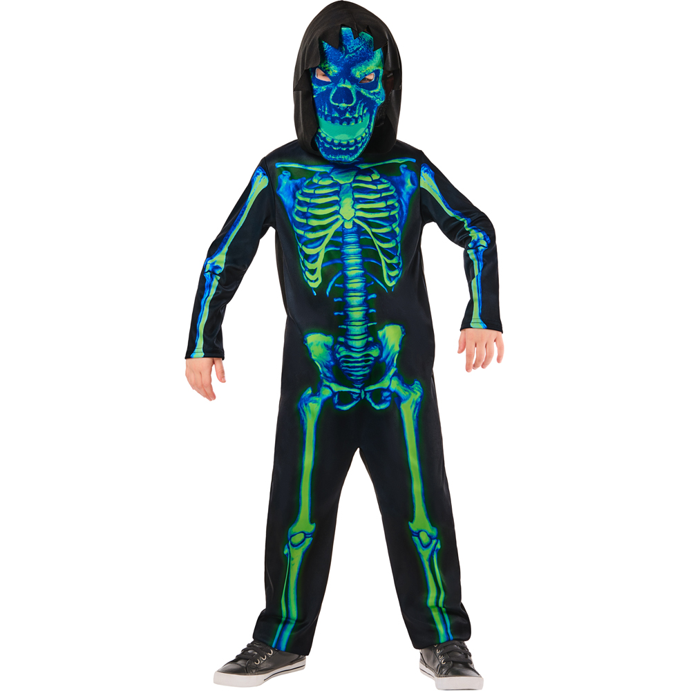 Rubies Masquerade Neon Kids Green Skeleton Costume Small Image 1