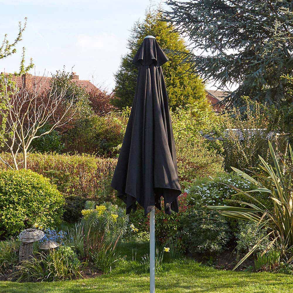 Home Source Gozo Black Garden Outdoor Parasol 2.7m Image 4