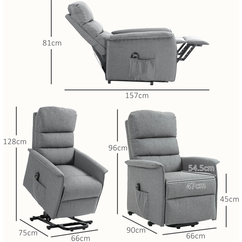HOMCOM Grey Power Lift Electric Recliner Chair with Remote Image 7