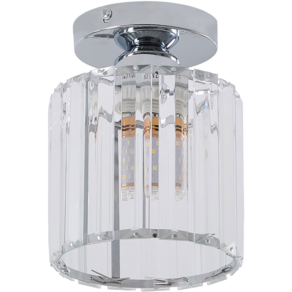 Living and Home Chrome Crystal E27 Ceiling Light Image 1